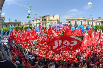 La manifestazione di Cgil, Cisl e Uil a Reggio Calabria