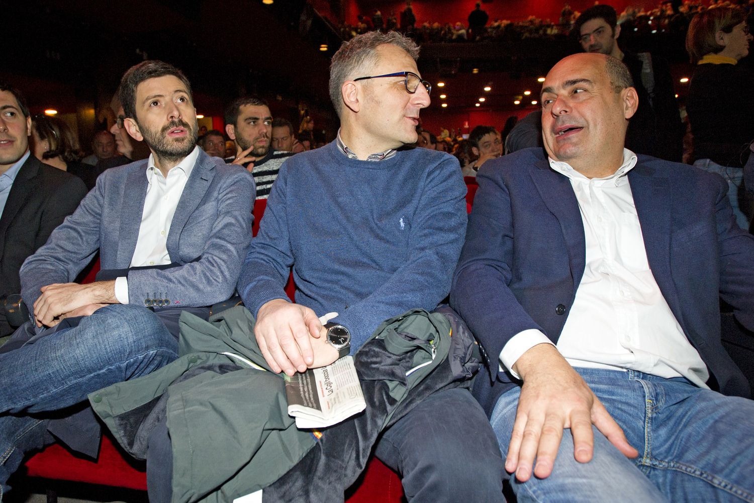 Nella foto Roberto Speranza, Massimiliano Smeriglio, Nicola Zingaretti