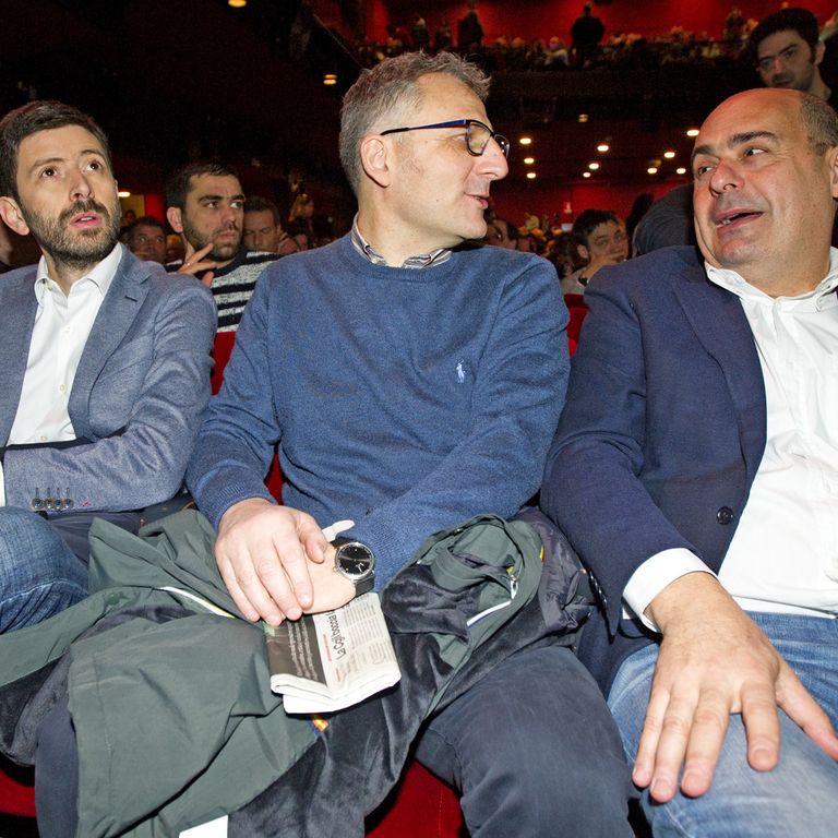 Nella foto Roberto Speranza, Massimiliano Smeriglio, Nicola Zingaretti&nbsp;