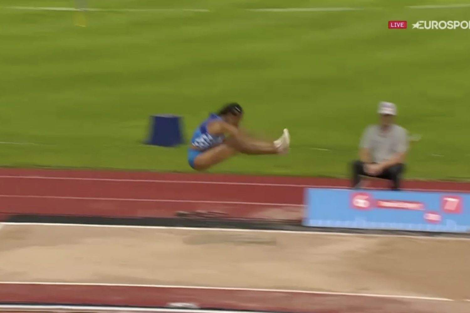 Larissa Iapichino nel salto che le &egrave; fruttato la medaglia d'oro agli Europei Under 20