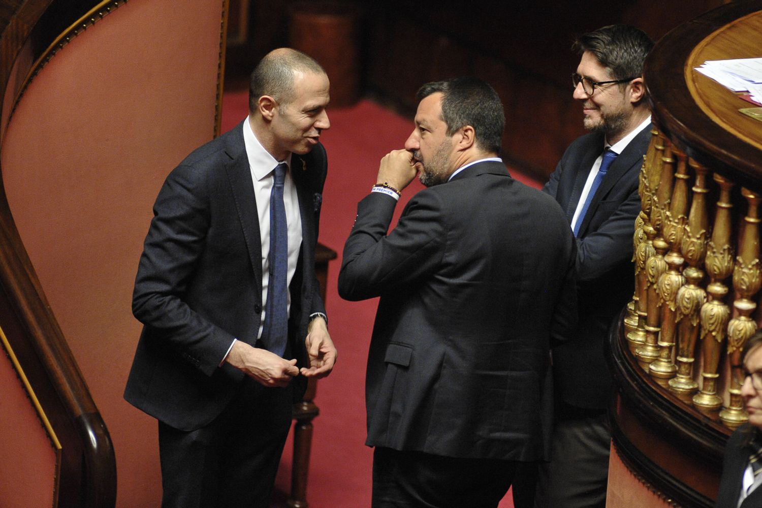 Massimiliano Romano e Matteo Salvini al Senato