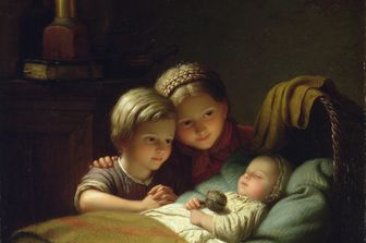 Le Petit Frere Dormant, 1856 (oil on canvas) by Meyer von Bremen, Johann Georg&nbsp;