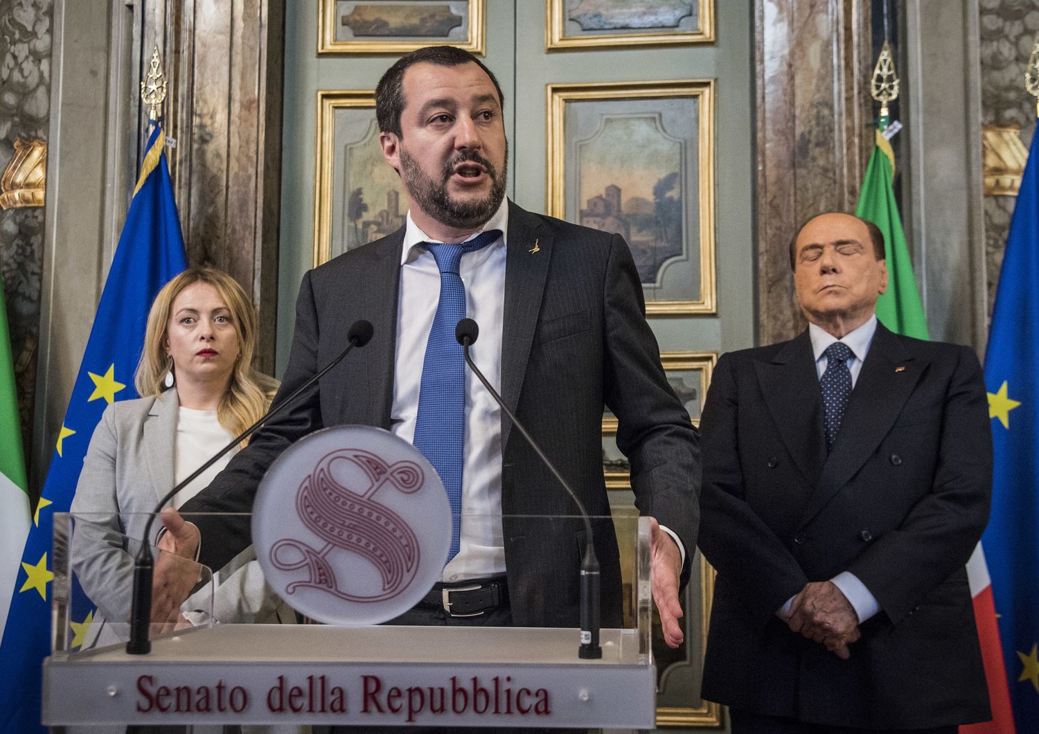 Giorgia Meloni, Matteo Salvini e Silvio Berlusconi