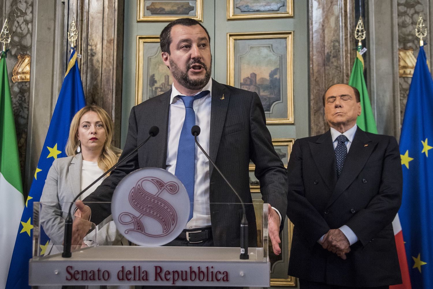 Giorgia Meloni, Matteo Salvini e Silvio Berlusconi
