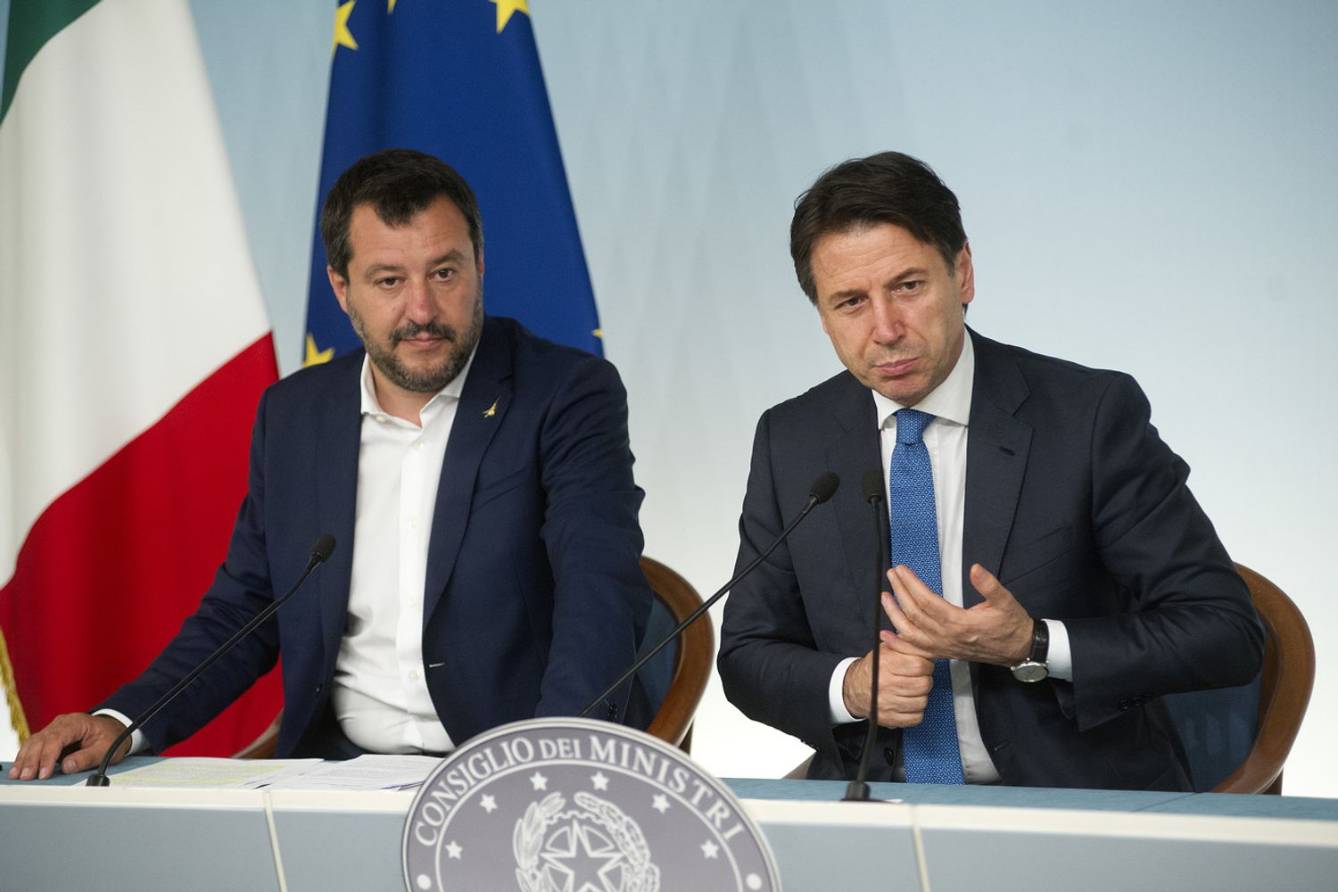 Roma 11/06/2019, conferenza stampa del consiglio dei ministri. Nella foto Matteo Salvini, Giuseppe Conte&nbsp;