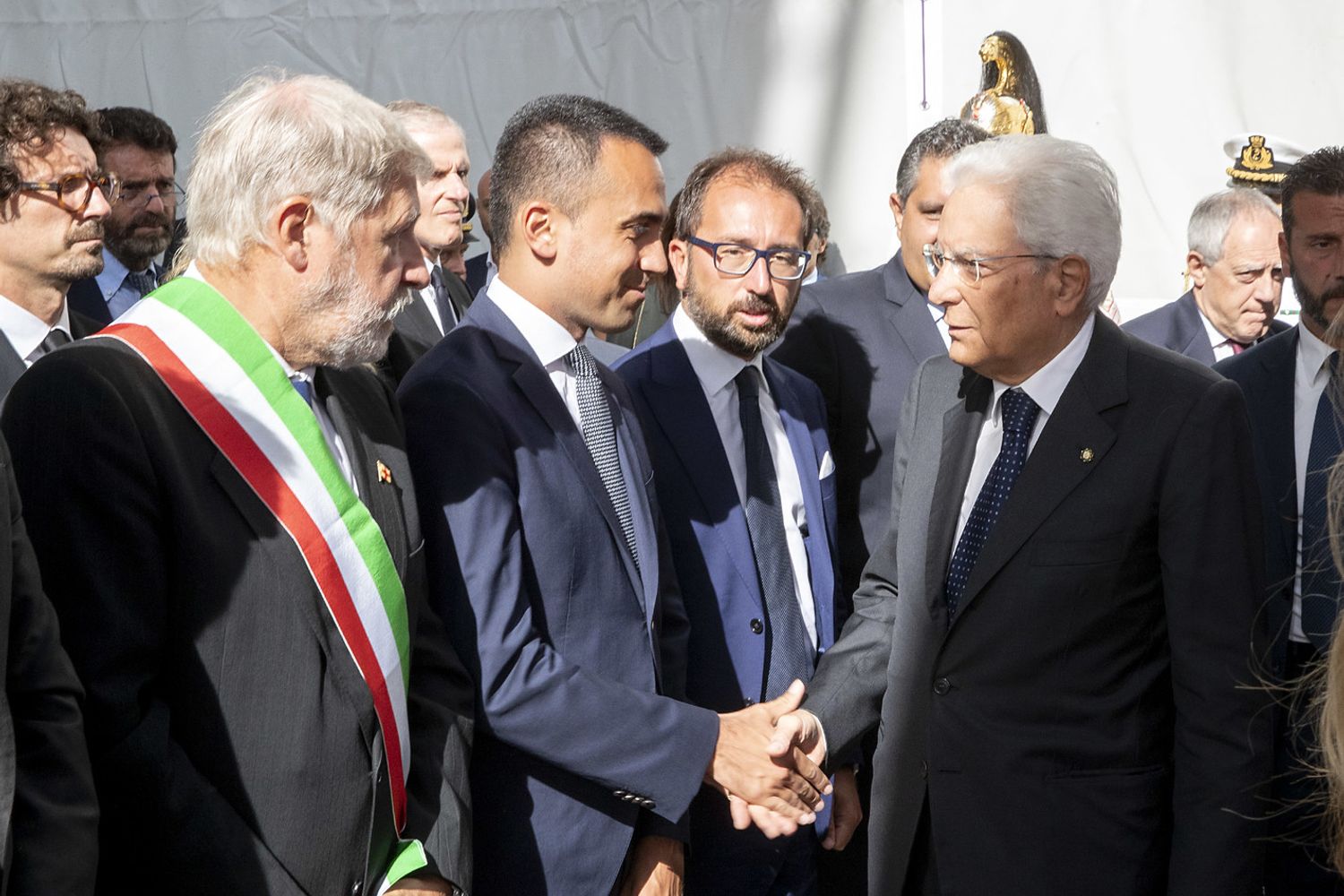Toninelli, Bucci, Di Maio, Bonafede e Mattarella a Genova