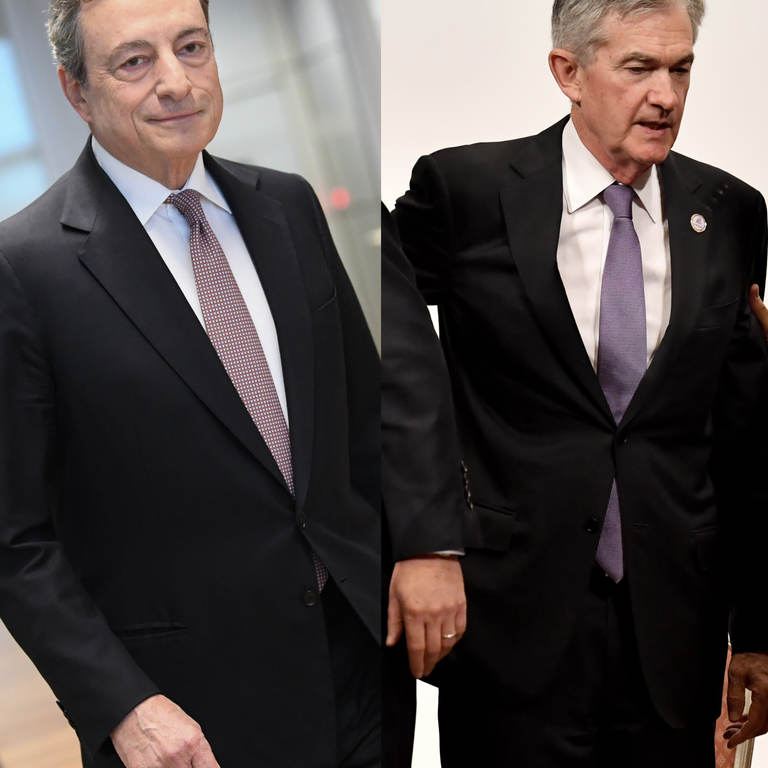 Mario Draghi e Jerome Powell