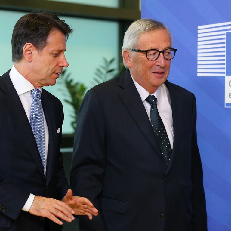 Giuseppe Conte con Jean Claude Juncker
