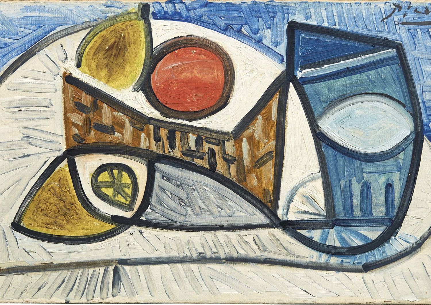 Picasso: Nature morte au citron, à l&acute;orange et au verre