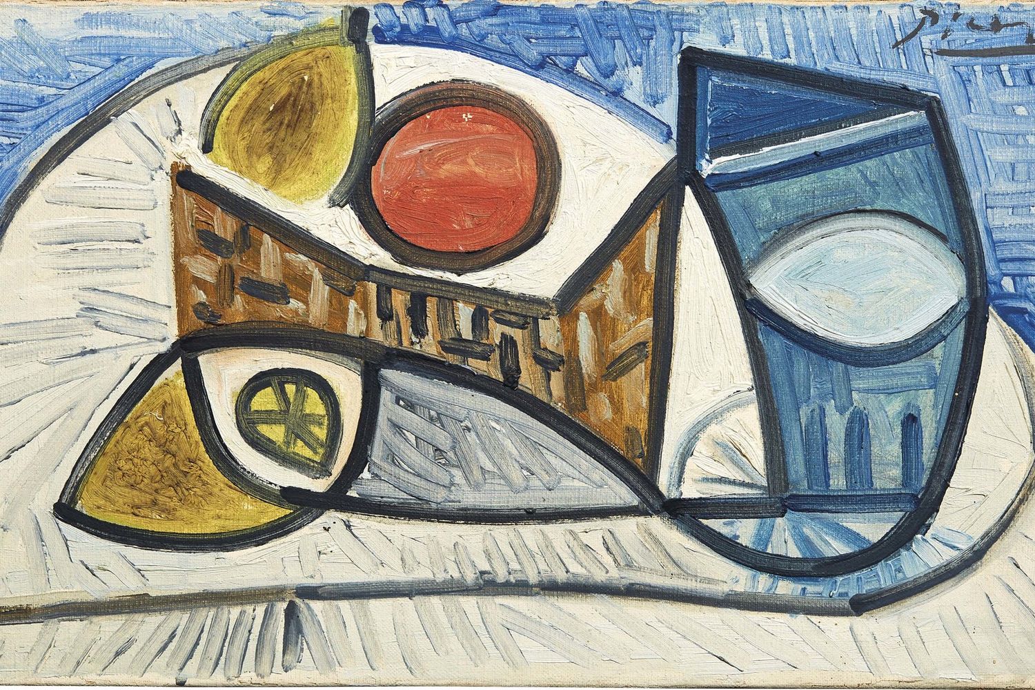 Picasso: Nature morte au citron, à l&acute;orange et au verre
