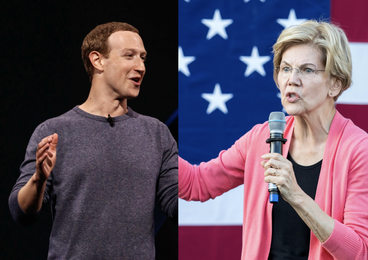 Mark Zuckerbeg e Elizabeth Warren