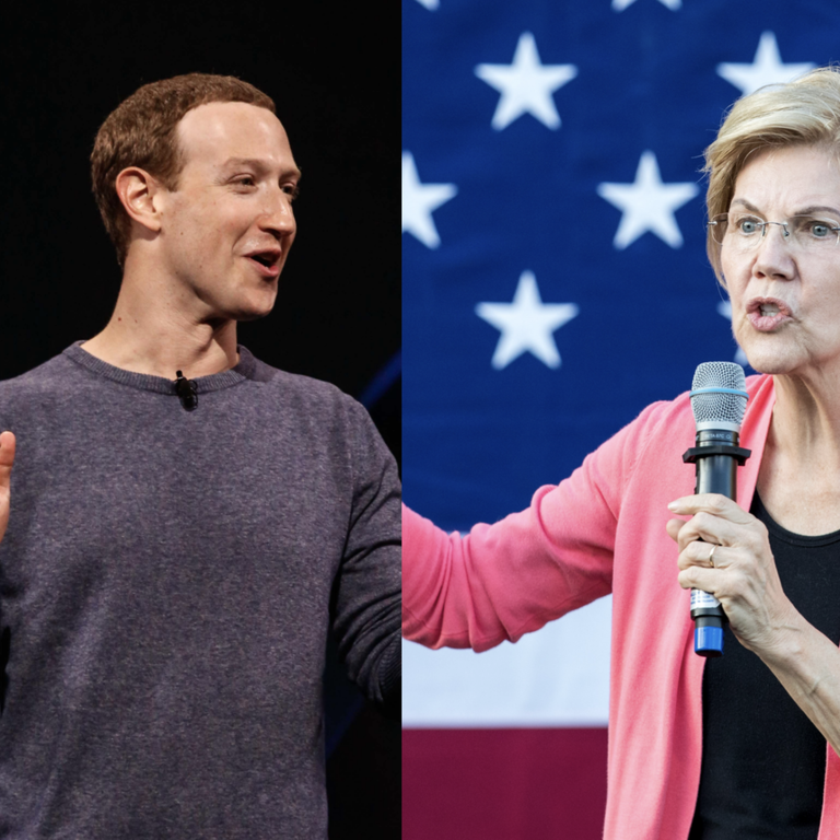 Mark Zuckerbeg e Elizabeth Warren
