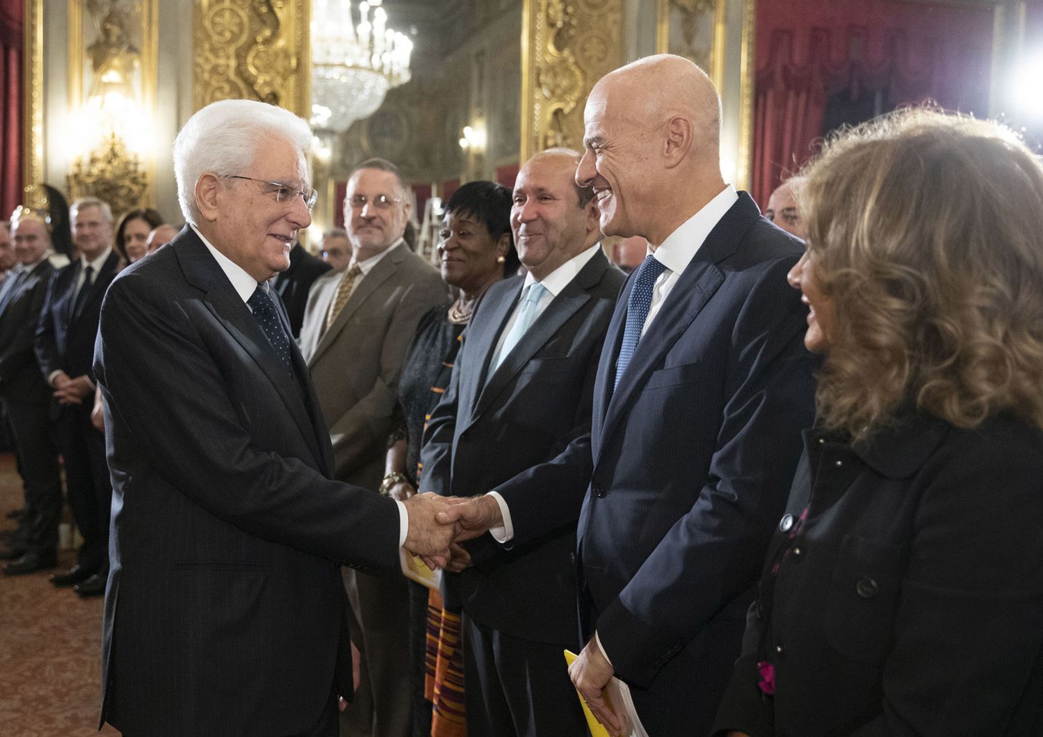 Sergio Mattarella, Claudio Descalzi e Emma Marcegaglia