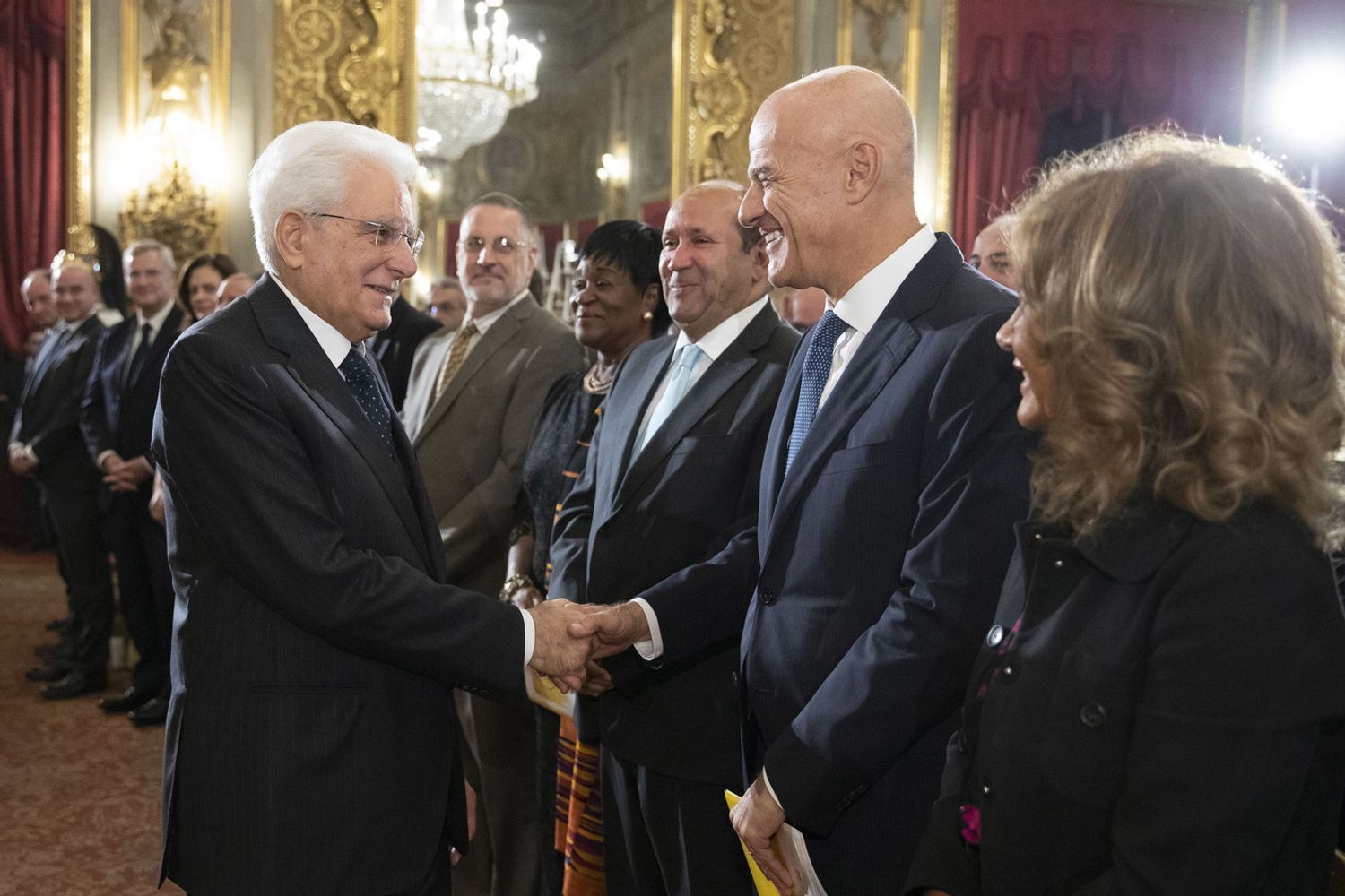 Sergio Mattarella, Claudio Descalzi e Emma Marcegaglia