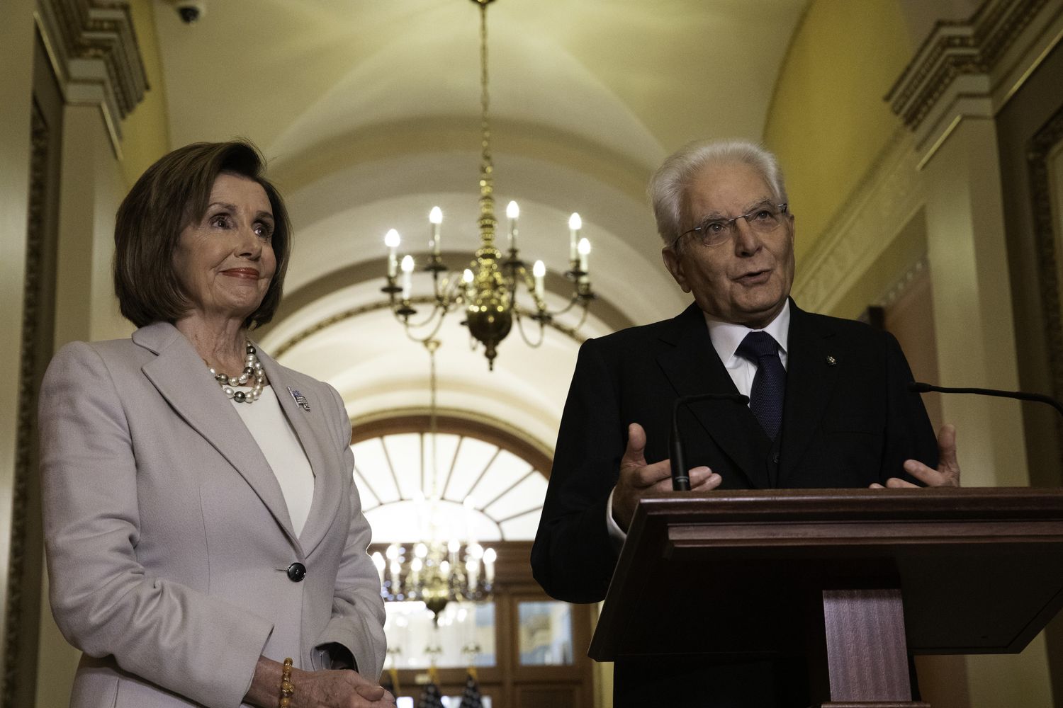 Nancy Pelosi e Sergio Mattarella