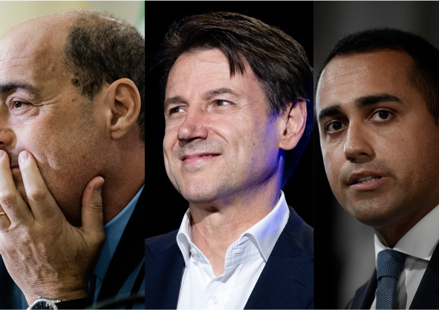 Nicola Zingaretti, Giuseppe Conte e Luigi Di Maio