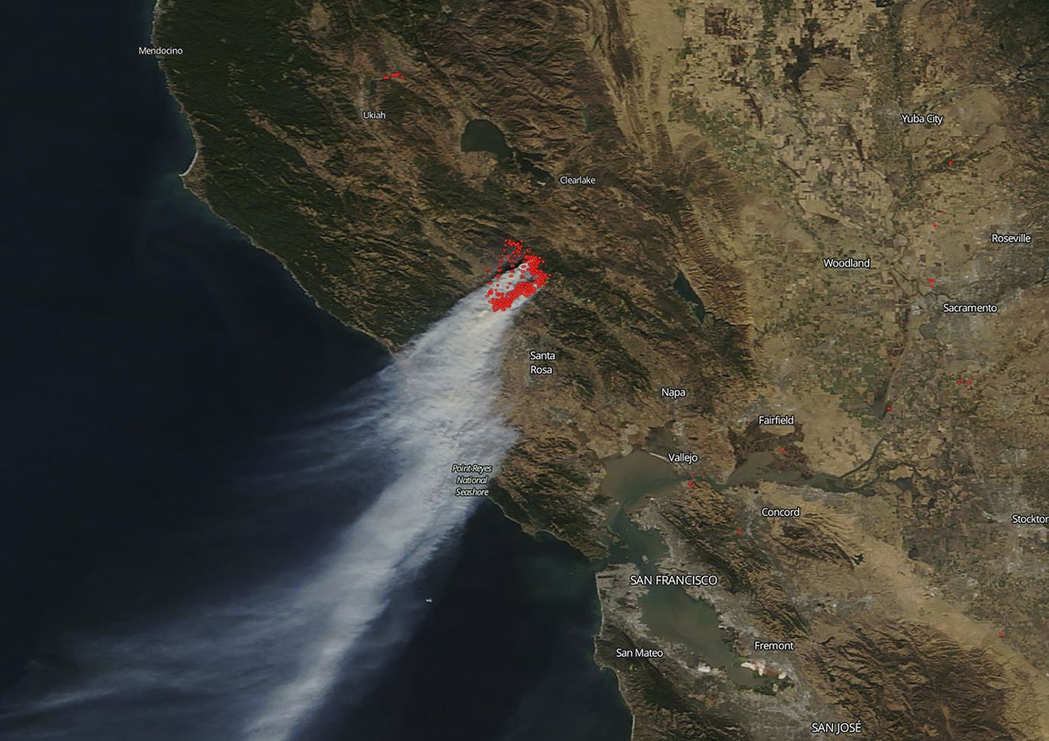 Incendi California, foto Nasa