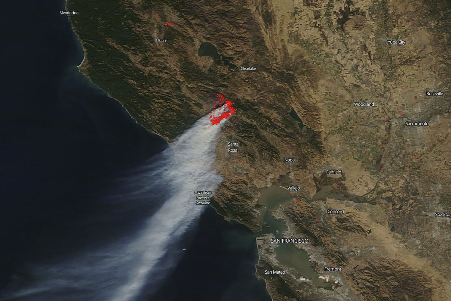 Incendi California, foto Nasa