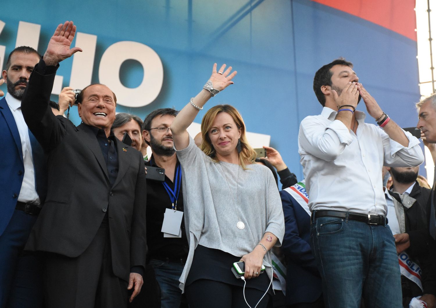 Silvio Berlusconi, Giorgia Meloni e Matteo Salvini&nbsp;