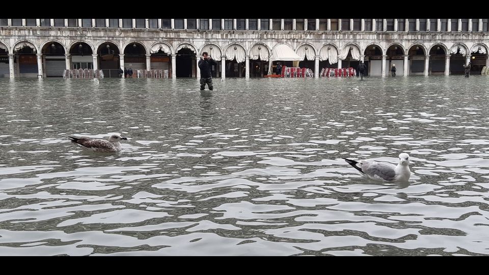 L'acqua alta in piazza San Marco, Venezia&nbsp;