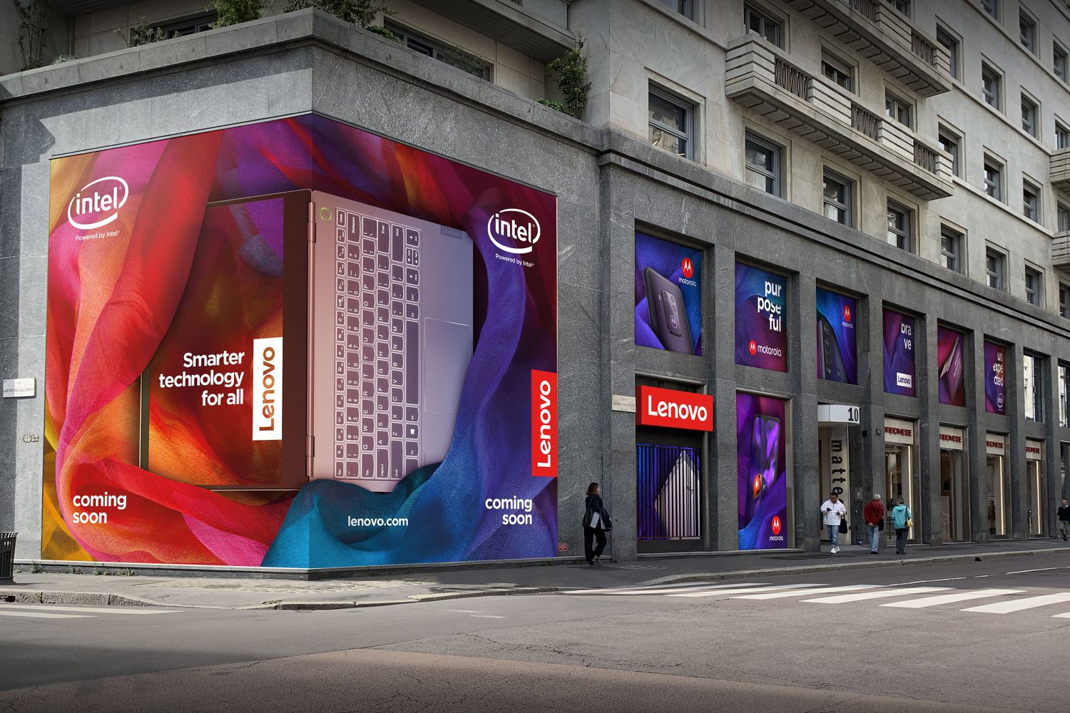 Un rendering dello spazio Lenovo che aprir&agrave; a Milano
