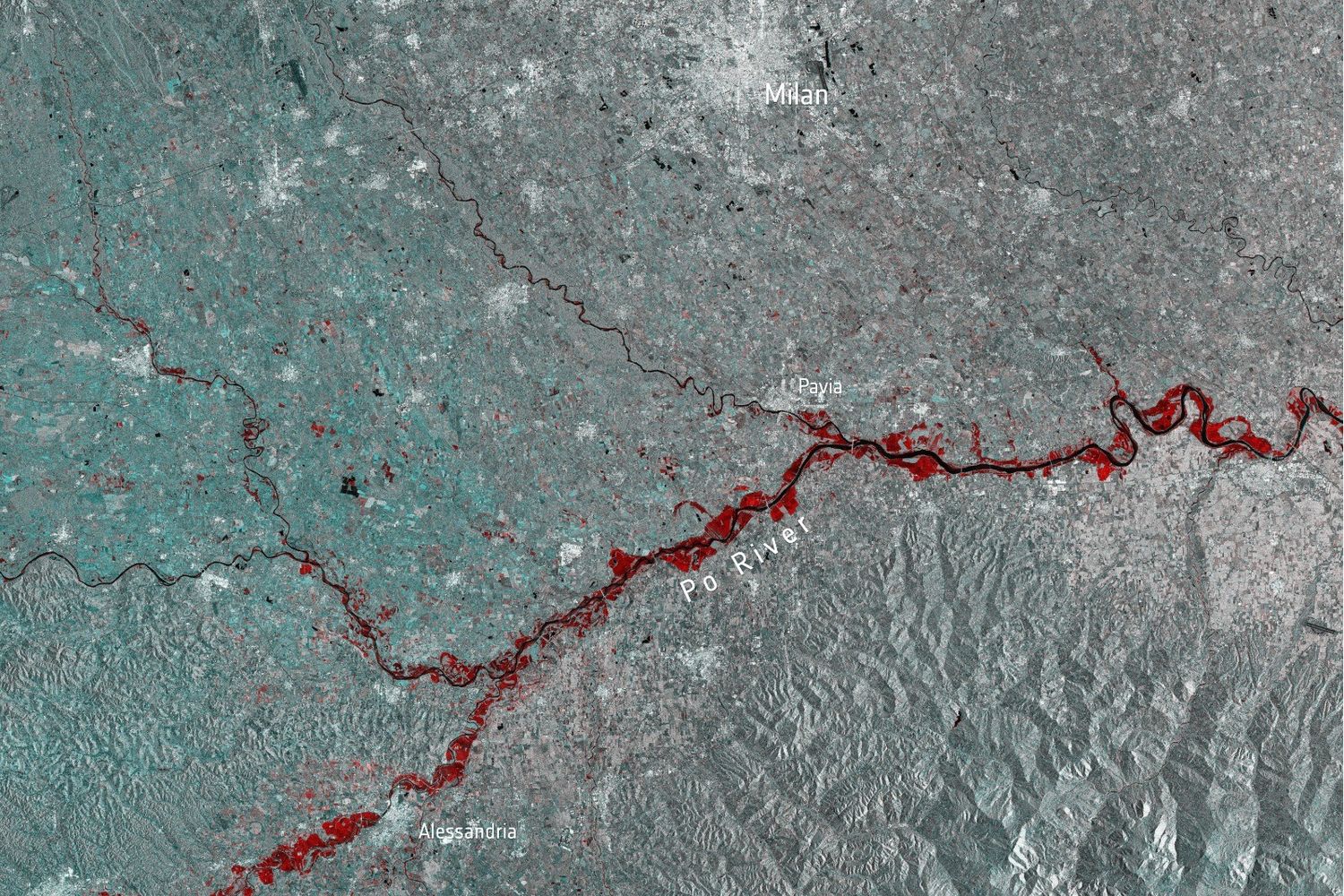 La piena del Po vista dal satellite Esa