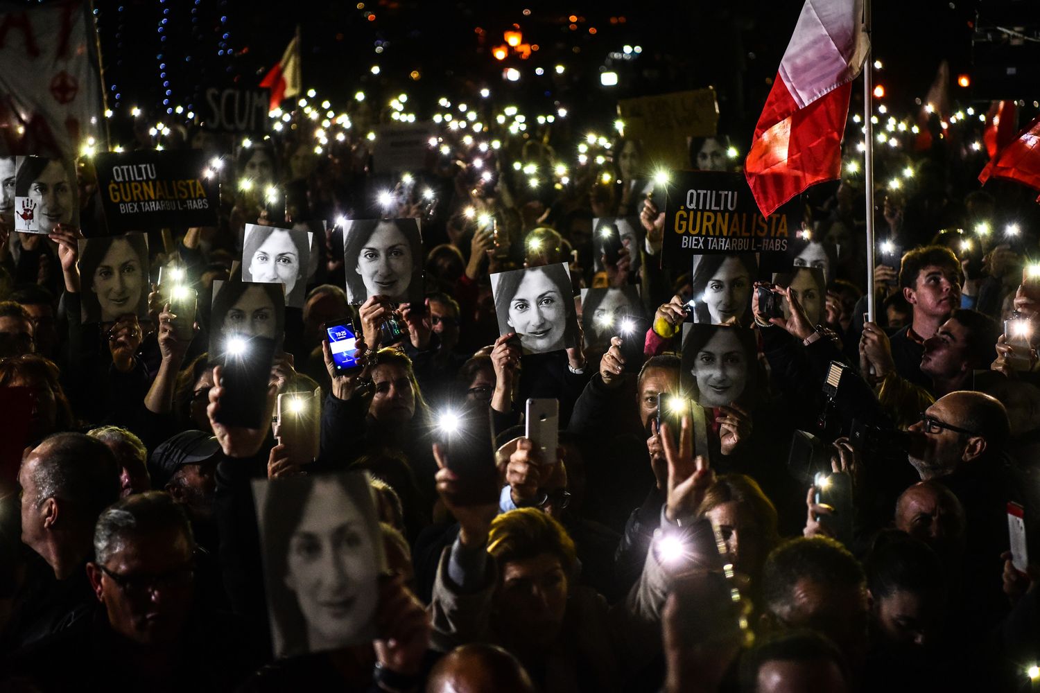Le proteste in piazza a La Valletta, Malta