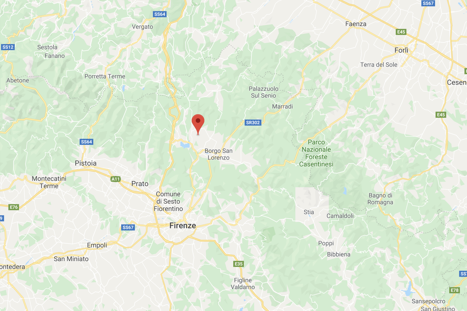 La zona della scossa nel Fiorentino