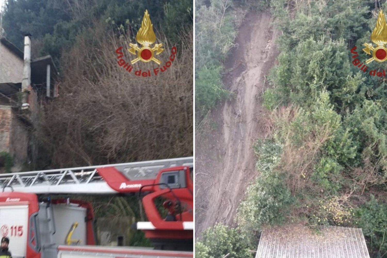 Lo smottamento in via Salita si Castel Giubileo a Roma