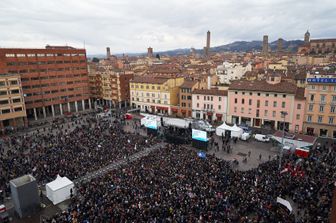 La manifestazione delle Sardine a Bologna il 19 gennaio 2020