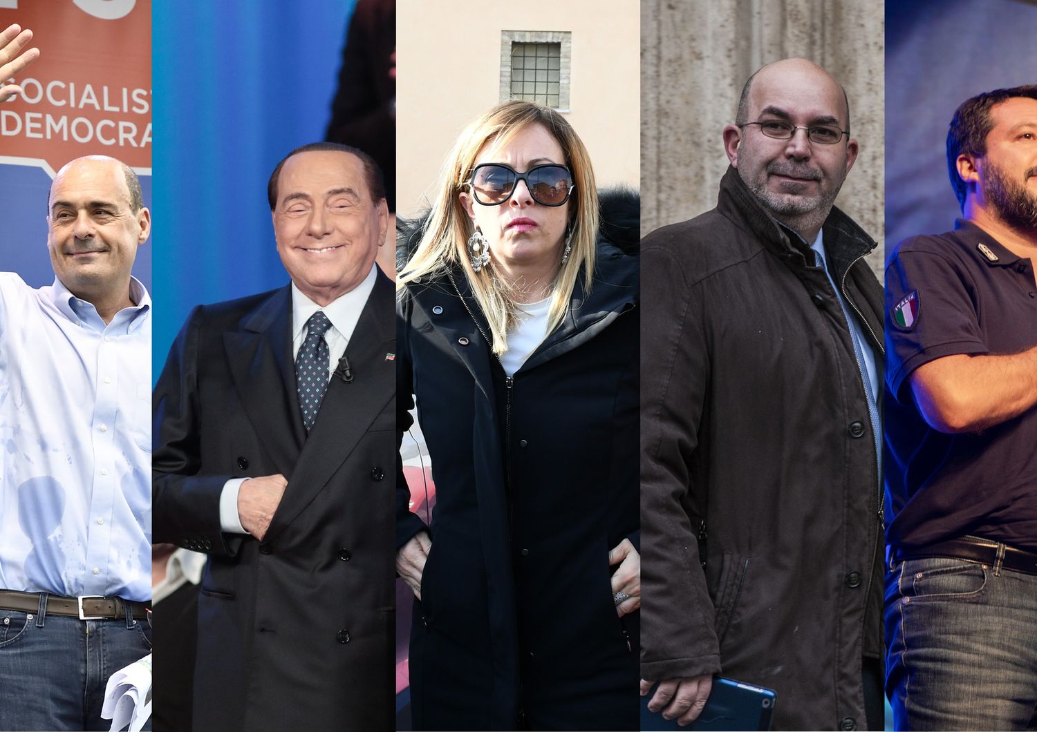 Zingaretti, Berlusconi, Meloni, Crimi, Salvini