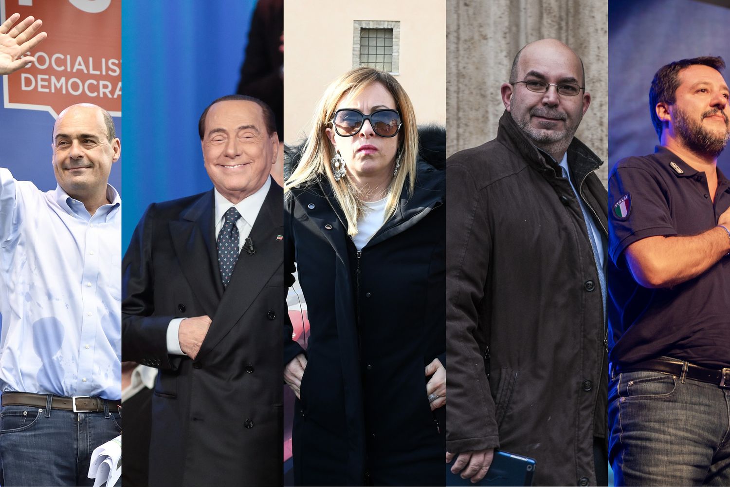 Zingaretti, Berlusconi, Meloni, Crimi, Salvini