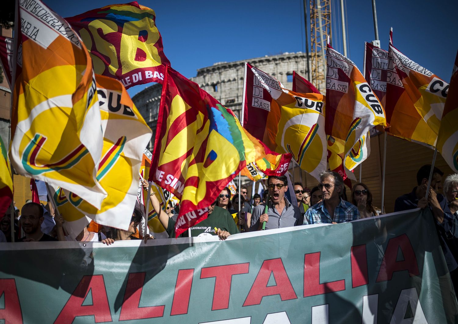 Manifestazione a sostegno dei lavoratori Alitalia, Almaviva e Aci informatica che vivono momenti di crisi aziendale&nbsp;