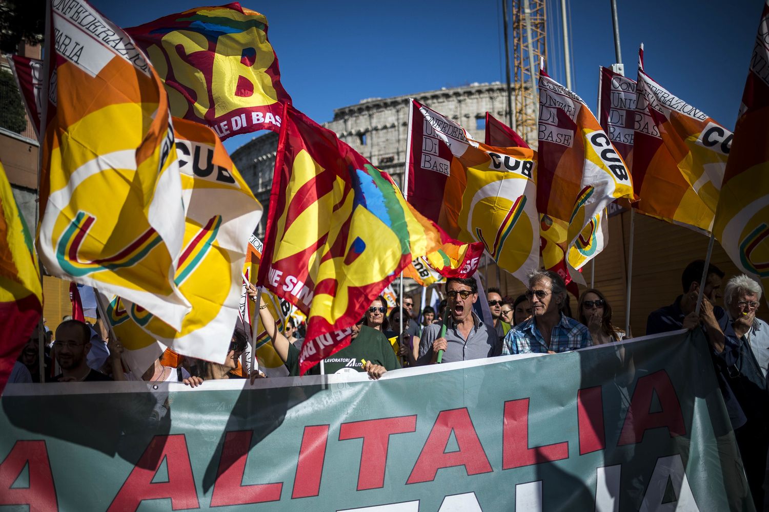 Manifestazione a sostegno dei lavoratori Alitalia, Almaviva e Aci informatica che vivono momenti di crisi aziendale&nbsp;