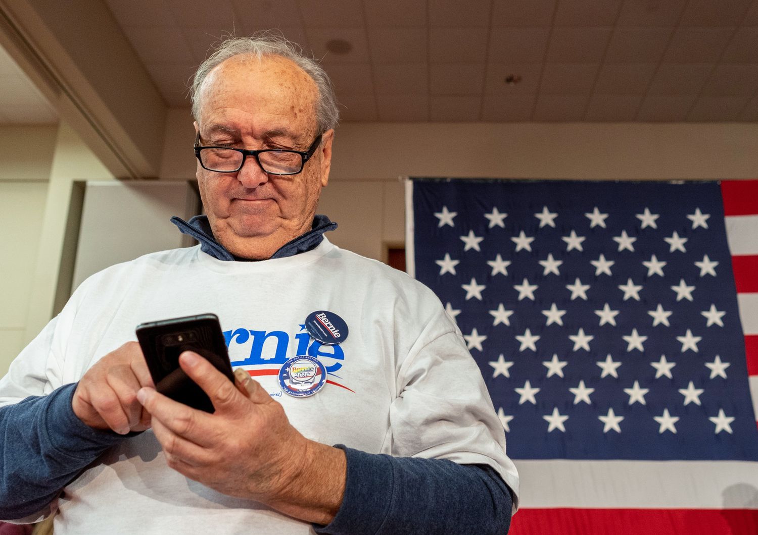 Un sostenitore di Bernie Sanders in Iowa