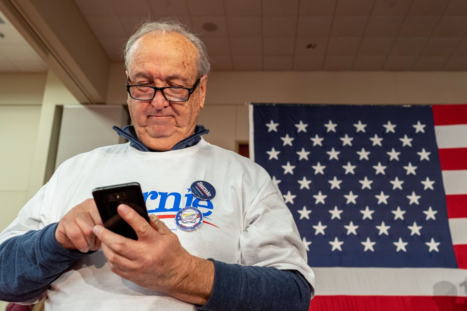 Un sostenitore di Bernie Sanders in Iowa