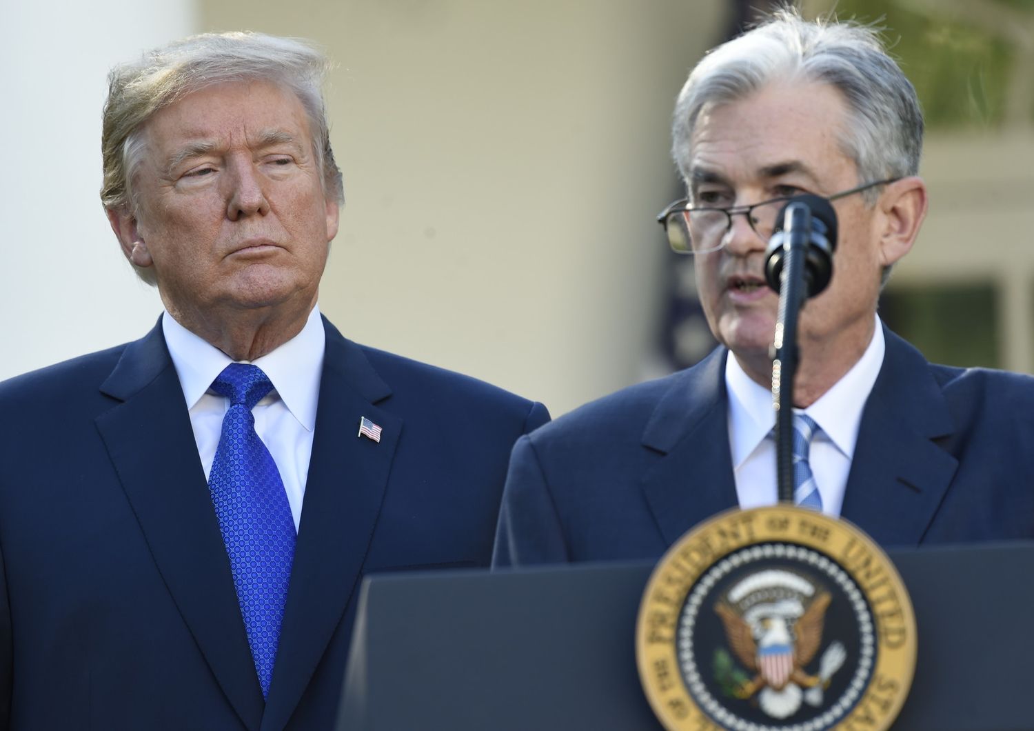 Donald Trump e Jerome Powell&nbsp;