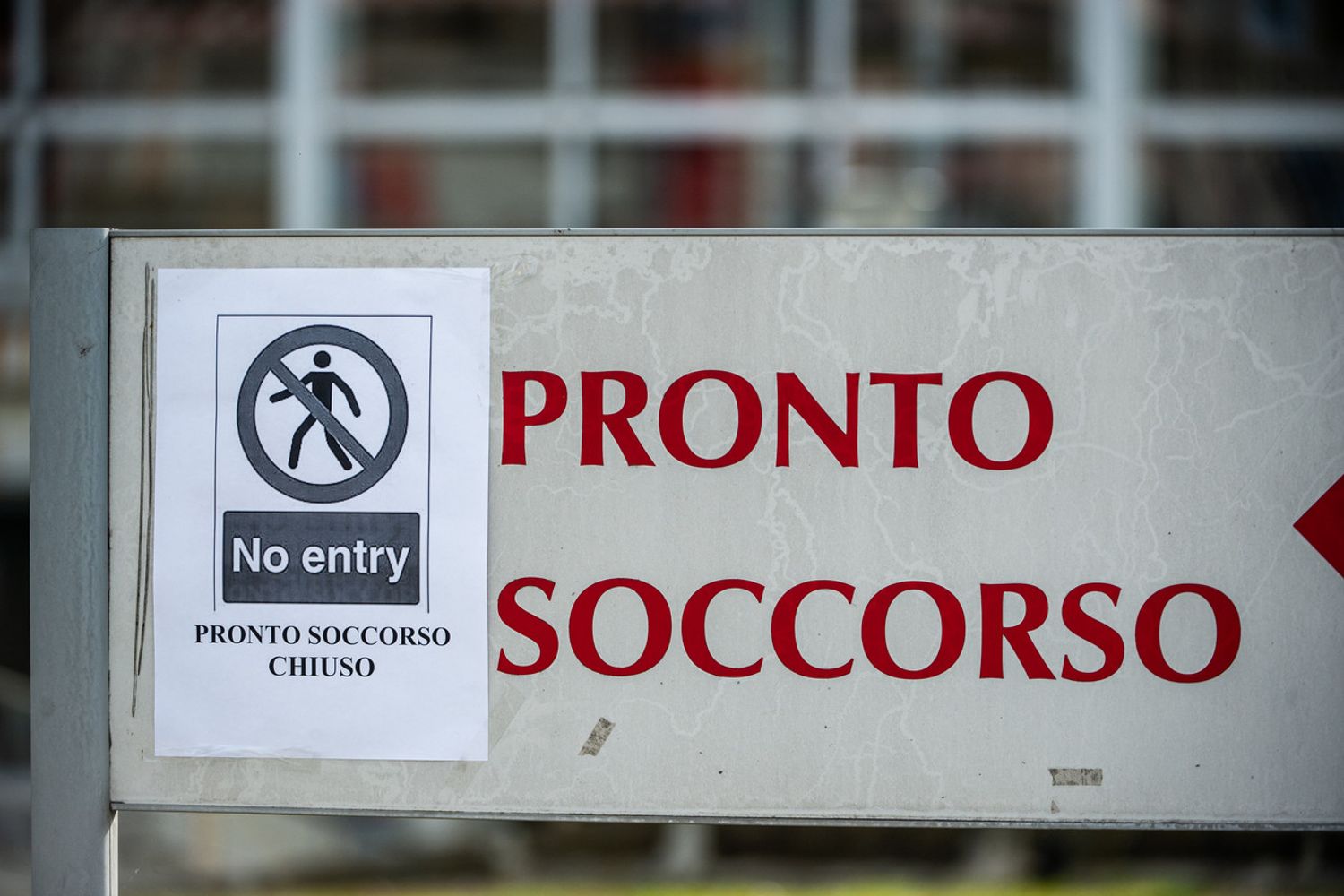 Il pronto soccorso dell'ospedale di Codogno, chiuso dopo il casi di contagio da coronavirus