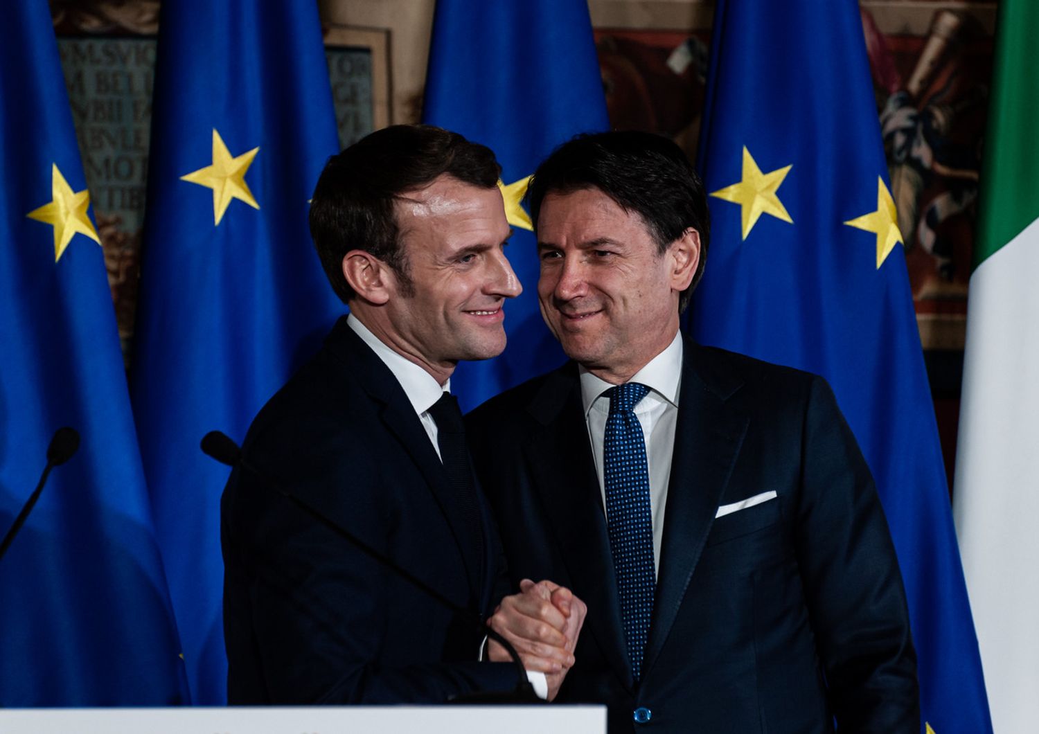 Giuseppe Conte e Emmanuel Macron