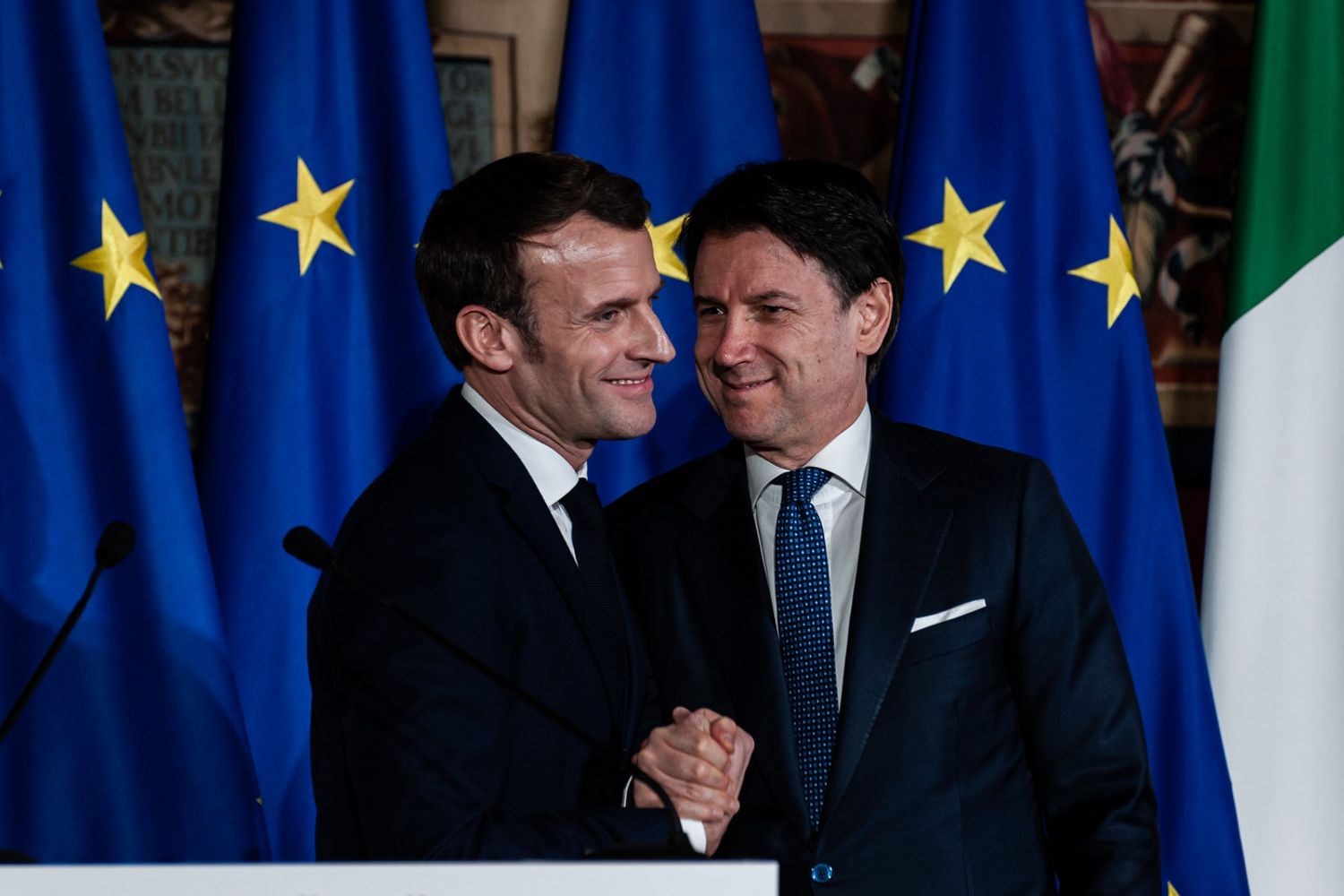 Giuseppe Conte e Emmanuel Macron