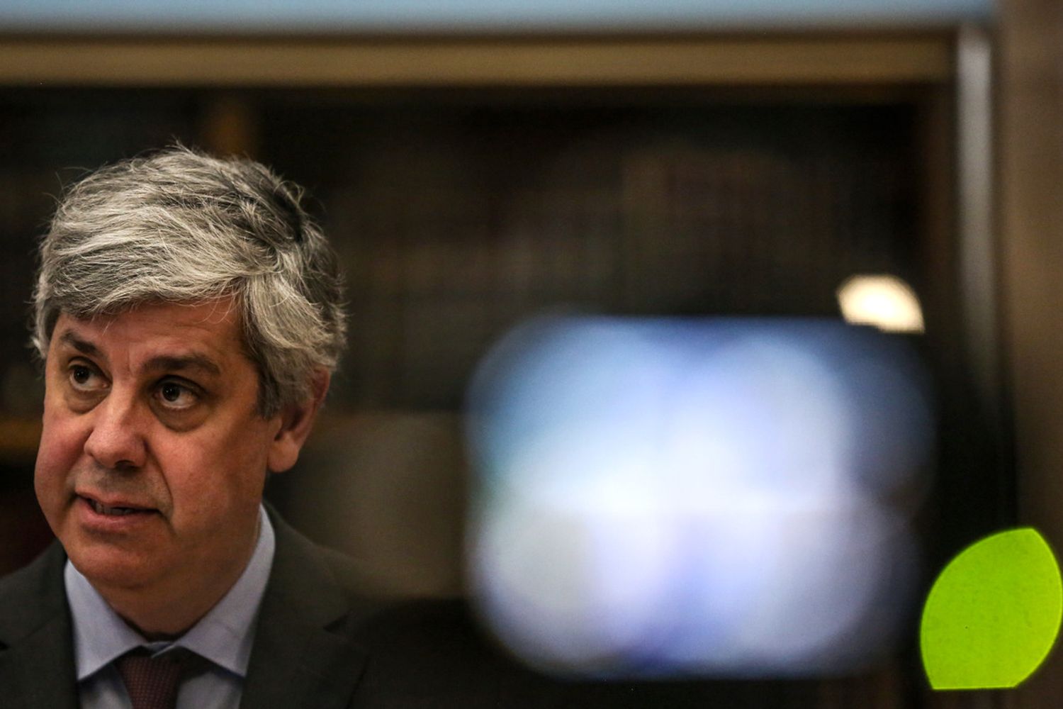 Il presidente dell'Eurogruppo, Mario Centeno, al termine della riunione in teleconferenza