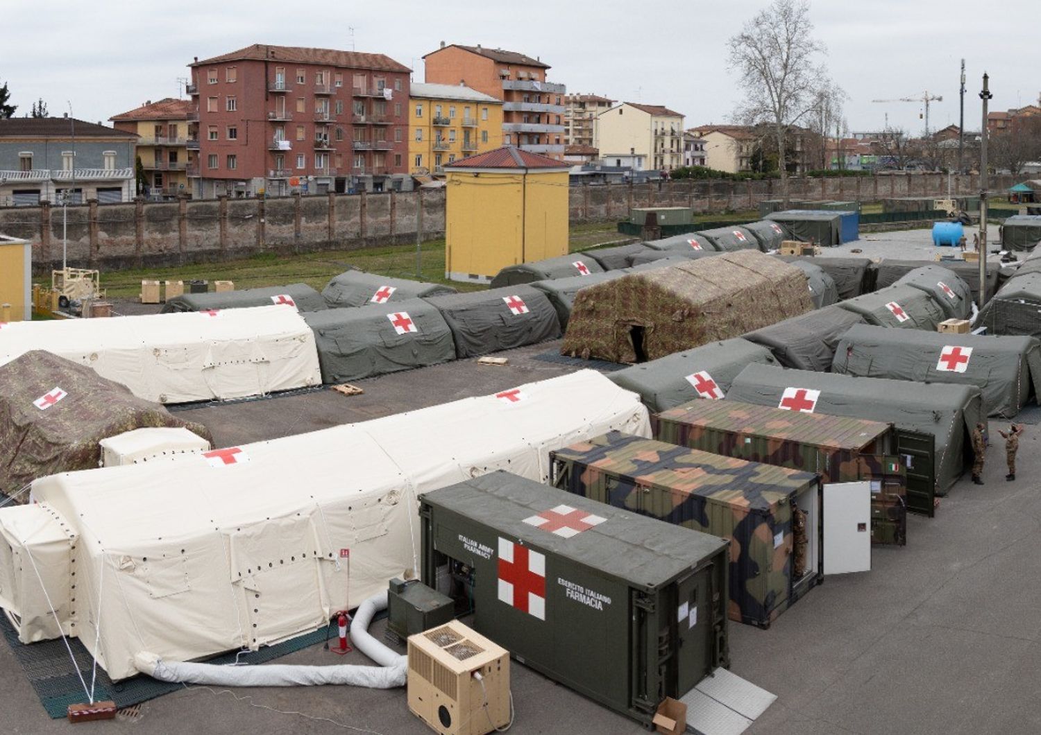 L'ospedale da campo allestito a Piacenza&nbsp;