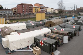 L'ospedale da campo allestito a Piacenza&nbsp;