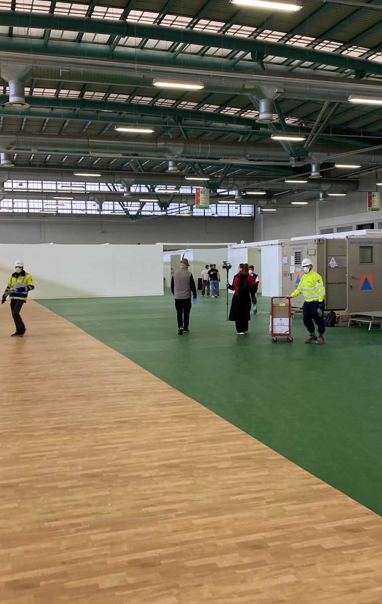 Lo spazio in cui viene allestito l'ospedale degli Alpini