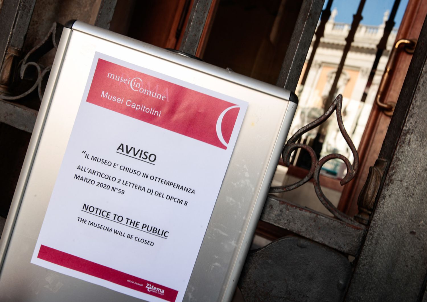 Un museo chiuso per una direttiva del governo per far fronte all'emergenza coronavirus