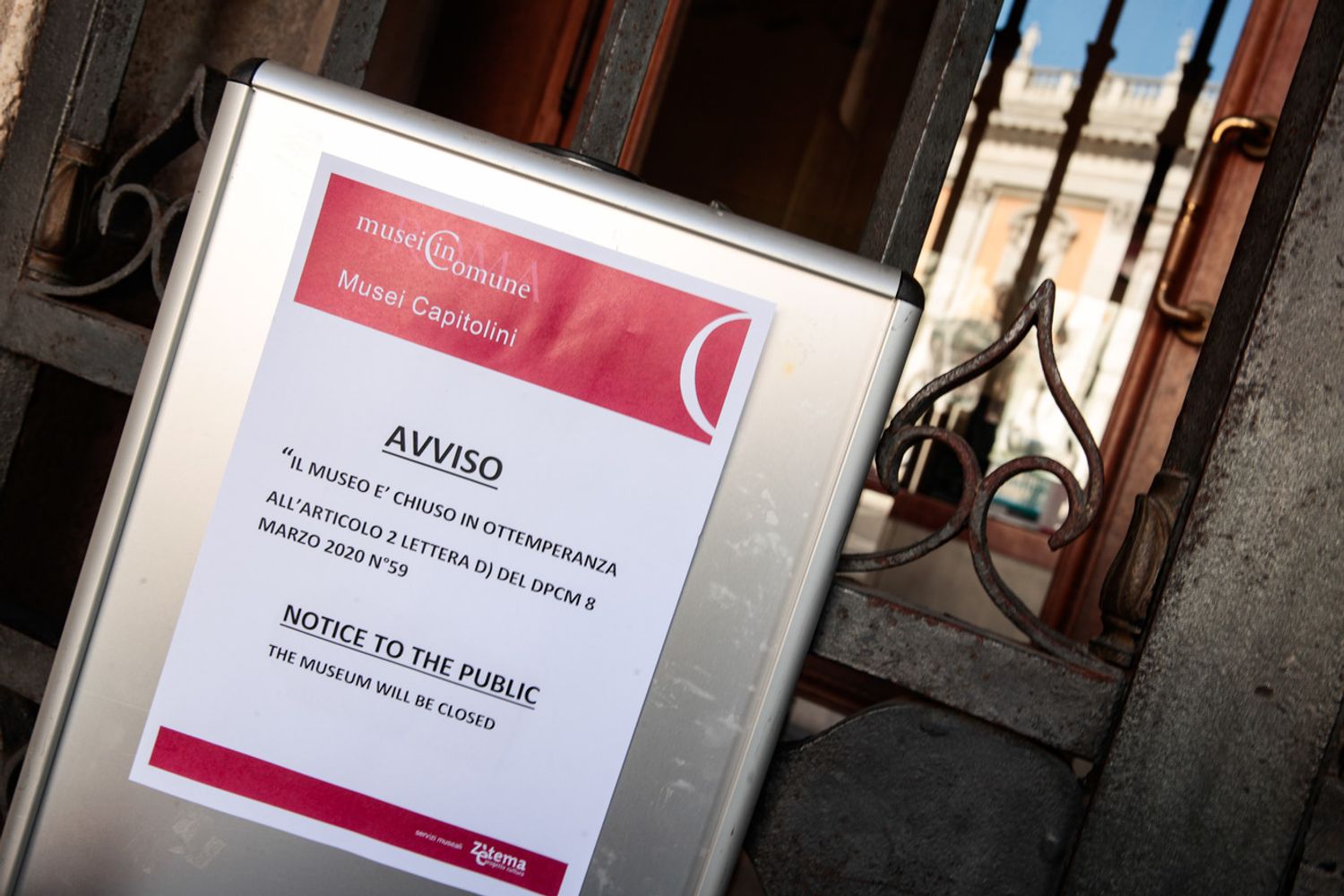 Un museo chiuso per una direttiva del governo per far fronte all'emergenza coronavirus