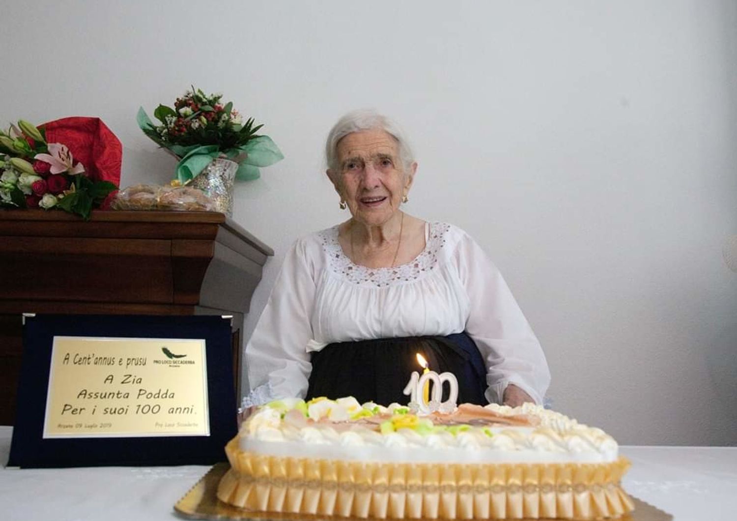 &nbsp;Assunta Podda il giorno in cui ha festeggiato 100 anni