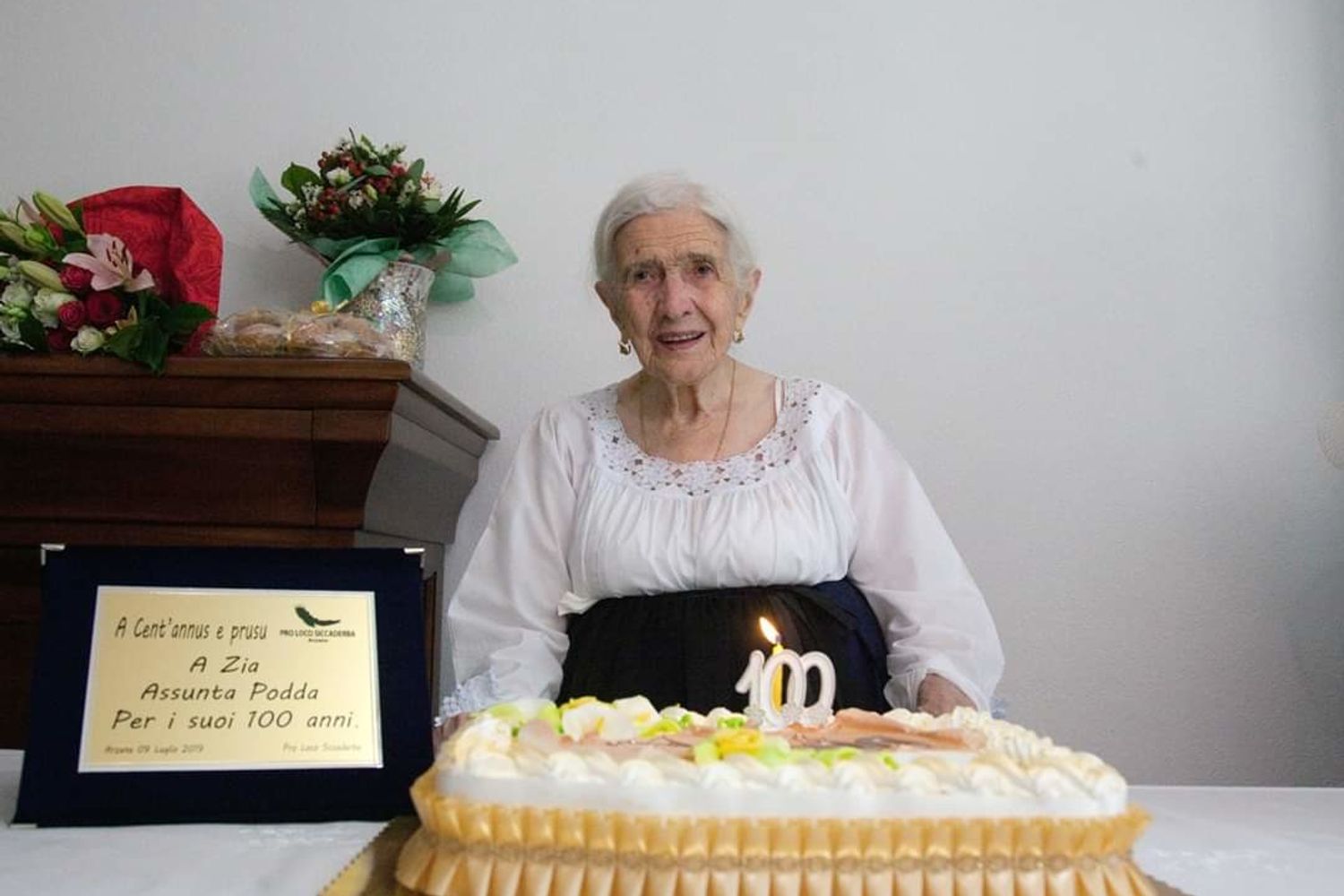 &nbsp;Assunta Podda il giorno in cui ha festeggiato 100 anni