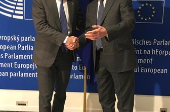 Il sindaco di Firenze, Dario Nardella con il presidente del Parlamento europeo, David Sassoli