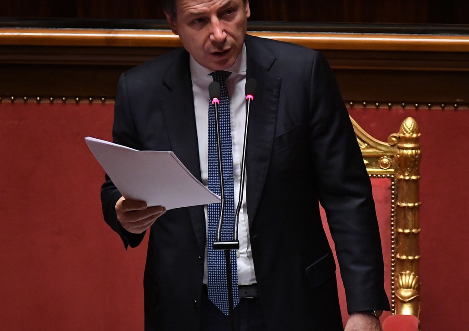 Il presidente del Consiglio Giuseppe Conte in Parlamento
